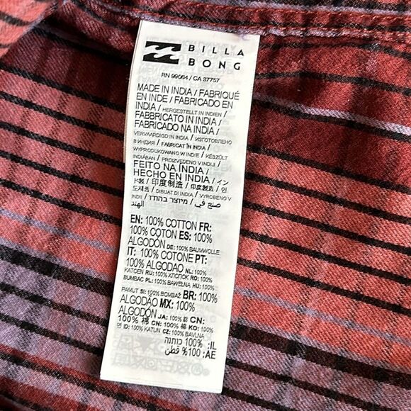 NWT Billabong Men’s Coastline Flannel Shirt Rose Dust Size S - Picture 11 of 13